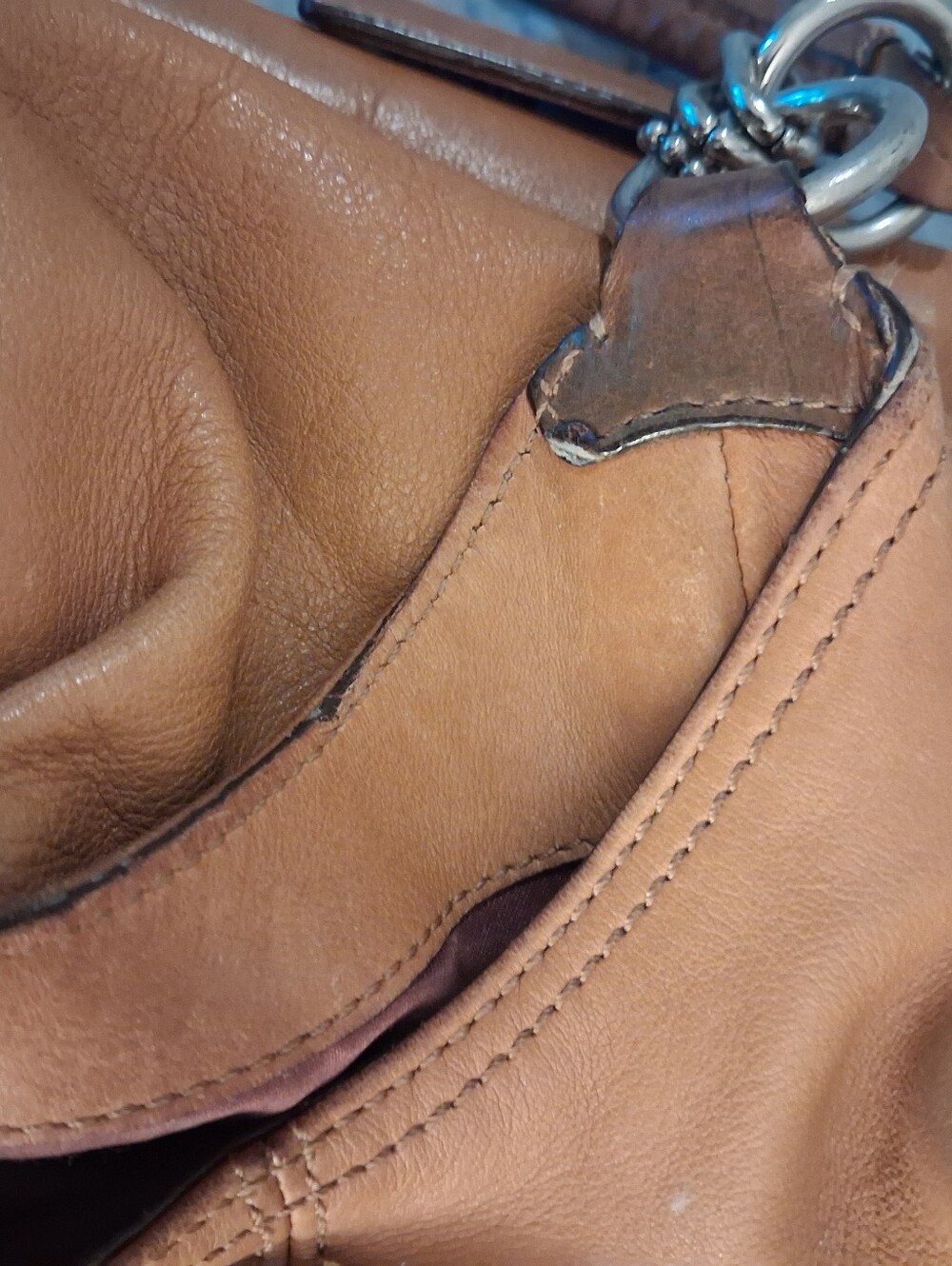 Coach Tan Leather Shoulder Bag - Classic Women's Hobo Silver Hardware - Picture 7 of 16